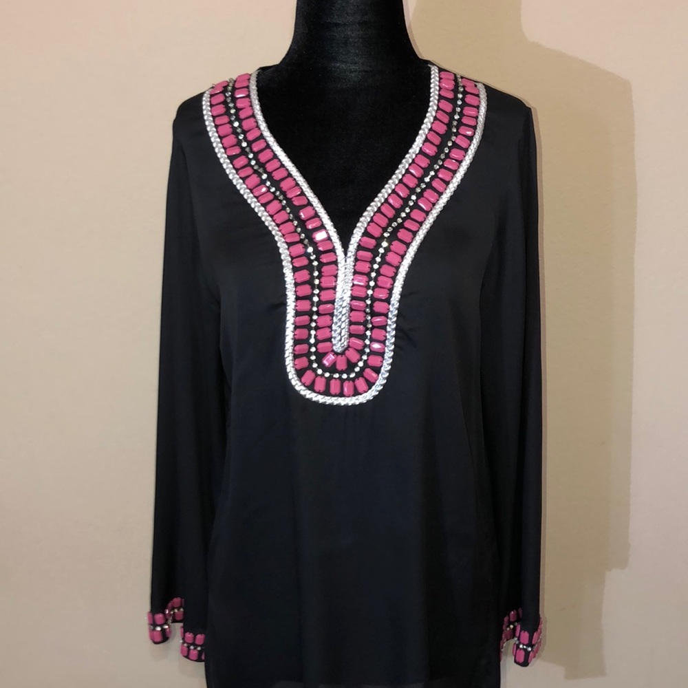 AA Black Tunic With Pink Stones